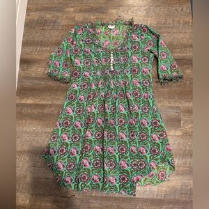 At Last Green and Pink Floral Dress